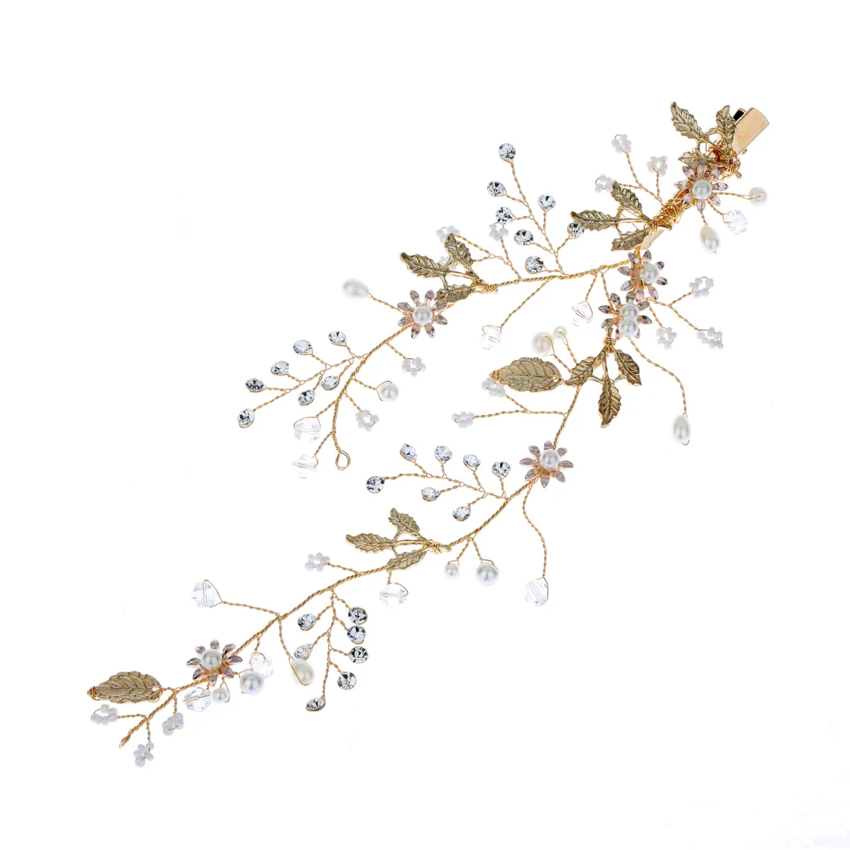 Золотые листья жемчуг Сплав цветок заколки для волос для невесты аксессуары для волос заколка для волос невесты головной убор Свадебные аксессуары для волос