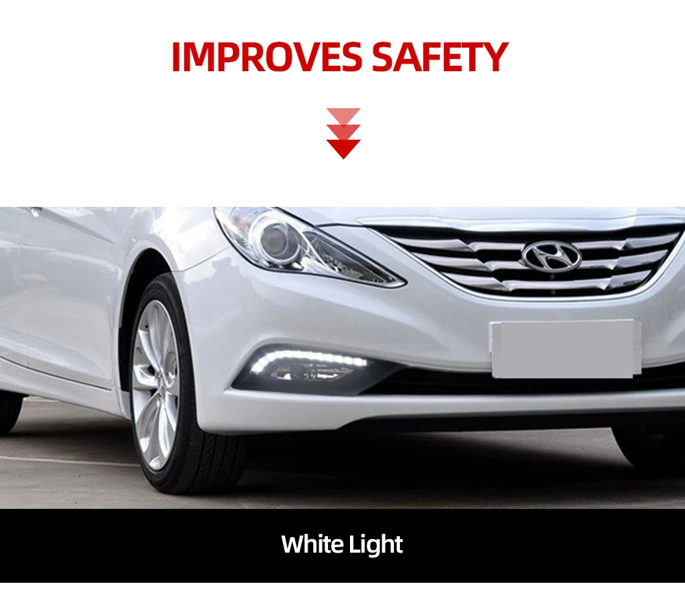 Автомобильный мигающий 2 шт. 12 В светодиодный DRL для hyundai I45 Sonata 2011 2012 2013 дневные ходовые огни для вождения Sonata 8 противотуманная фара