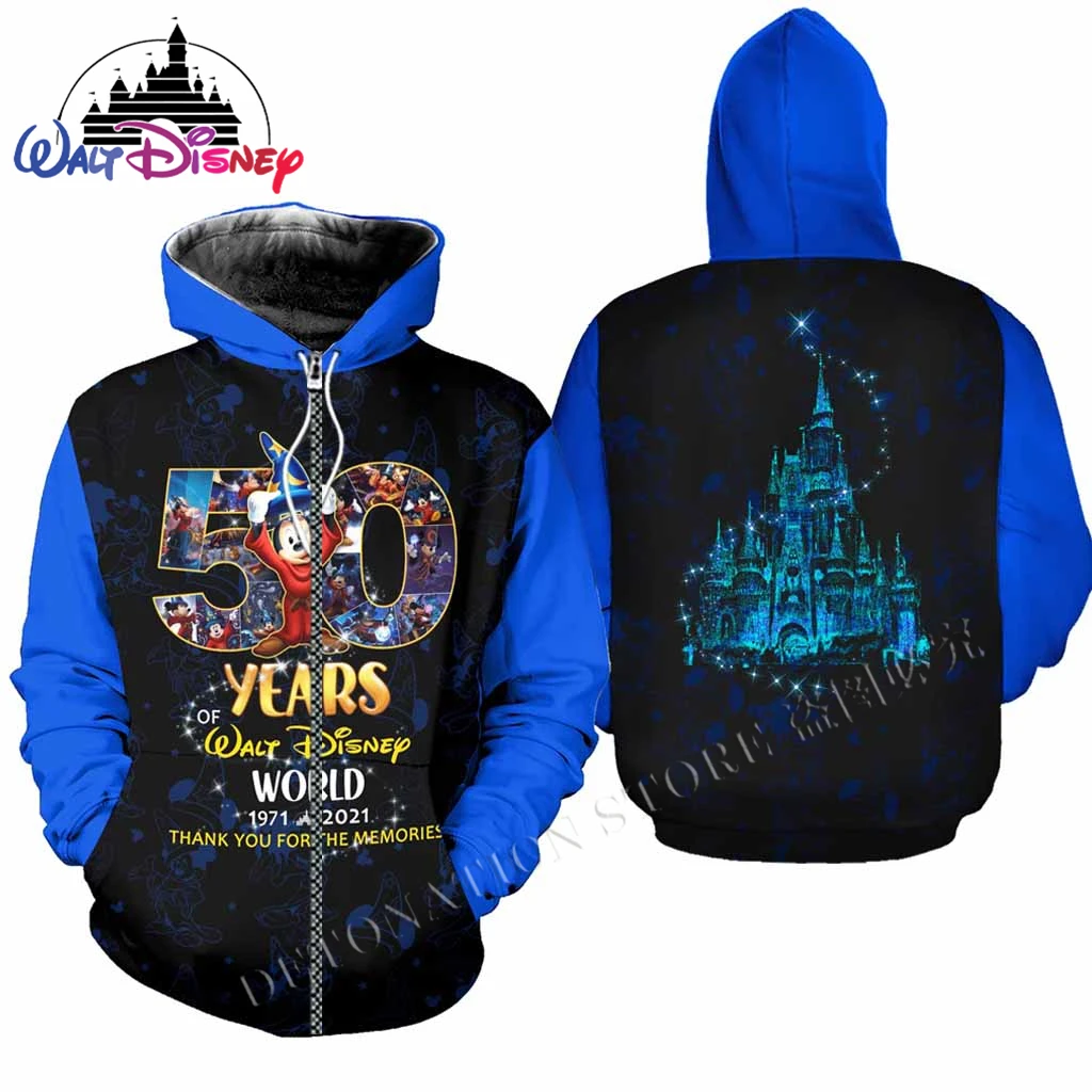 Sudadera con capucha para y mujer, suéter con estampado 3D del 50 ° aniversario Disney, cremallera gruesa de alta calidad|Sudaderas con capucha y sudaderas| - AliExpress