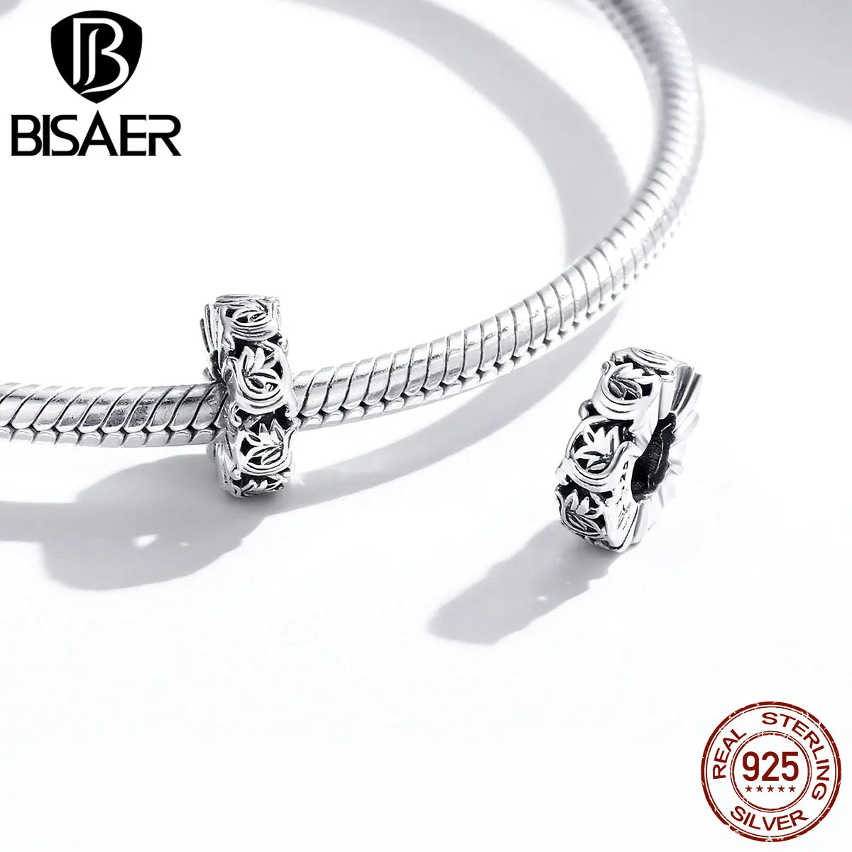 

BISAER Beads 925 Sterling Silver Vintage Vines Retro Craftsmanship Charms Pendant Fit DIY Bracelet Necklace Jewelry HSC1601