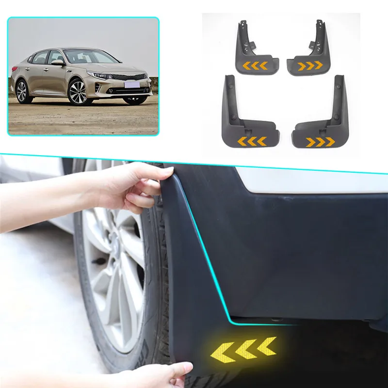 Передние Задние Автомобильные Брызговики для крыла Светоотражающие Предупреждение Брызговики для Kia Optima K5 2011-/ - Цвет: Yellow 2015-2017