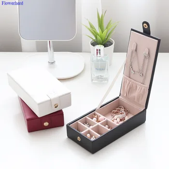 

Stud Earrings Necklace Storage Box Jewelry Organizer Display Travel Jewelry Case Boxes Portable Jewelry Box Leather Storage
