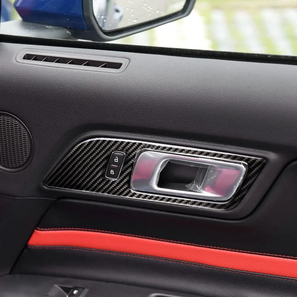 Автомобильные наклейки для Ford Mustang, автомобильный стиль-, скорость полета, углеродное волокно, дверные внутренние ручки, декоративные дверные чаши
