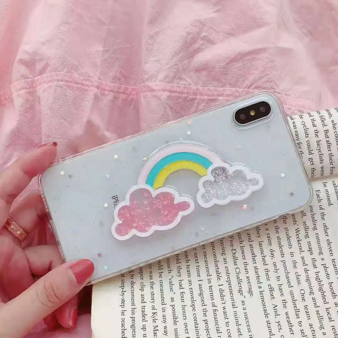 

Gimfun Cutte 3D Rainbown Tpu Phone Case for IPhone X Xs Max Xr 6 7 8 Plus Cute Anti-knock Soft Tpu Glitter Silicone Case Cover