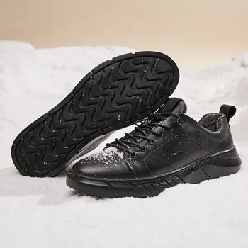 

ZSAUAN Over Size Wear-resistant Men Casual Loafers Genuine Leather Lace-up Men Flats Soft Men Sneakers Winter Shoes Men