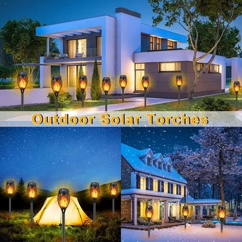 12/33 LED Solar Flame Lamp Outdoor Solar Torch Lights Waterproof Landscape Lawn Lamp Dancing Flicker Lights For Garden Decor 4
