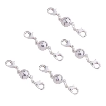 

5Pcs Round Brass Magic Magnetic Clasps with Lobster Claw Clasps Jewelry Making