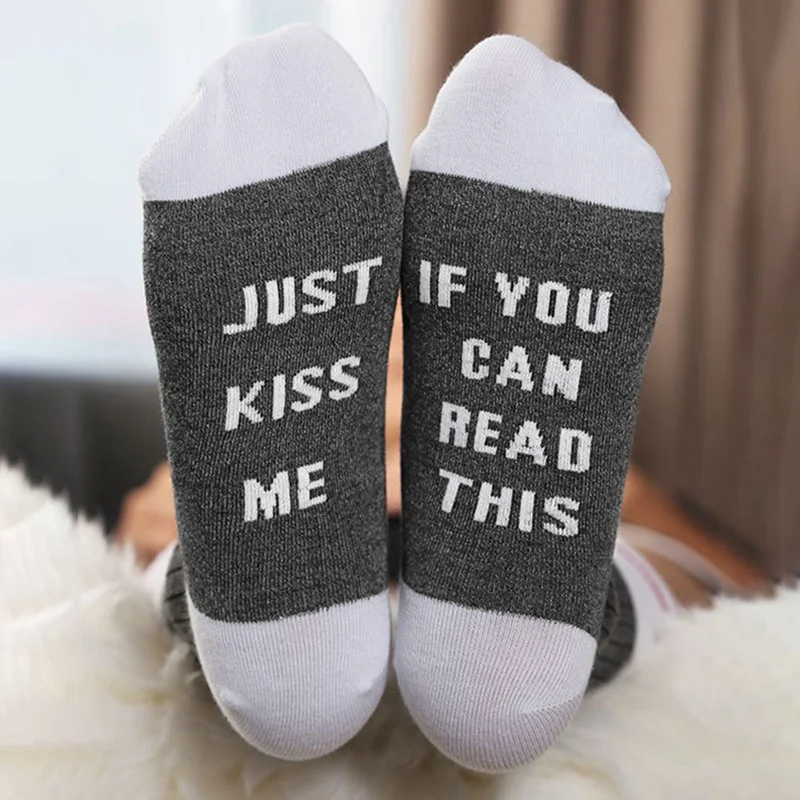 Носки с рождественскими буквами, если вы можете прочесть это письмо, унисекс, эластичные носки без пятки средней длины