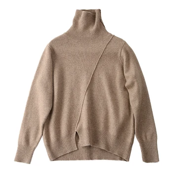 

Winter Turtleneck Cashmere Sweater Women's Long Sleeve Split Thicken Pullover Loose Large Size Bottoming Knitted Sweater Autumn