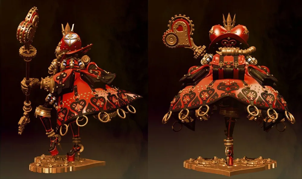 25 CM Fantasy Diving Suit Series Red Heart Queen Miniatures Unpainted DIY Assembling Exquisite Mech Figure Resin Model Kits