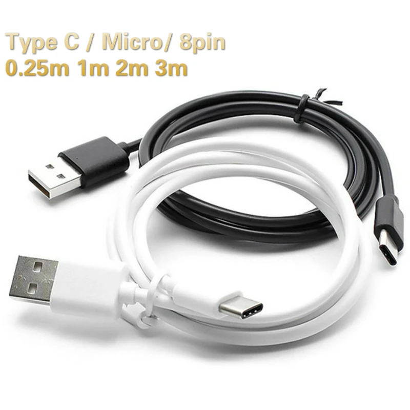 0,25 1, 2, 3 м телефонный кабель для iPhone 2A зарядный кабель Micro usb type-C для samsung Xiaomi кабель USB для синхронизации данных и зарядки 100 шт