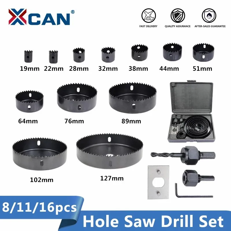 Wood Drill Bit Set 8/11/16pcs Hole Saw Drill Cutter Carbon Steel Core Drill Bits Wood Drill Bit Set 8/11/16pcs Hole Saw Drill Cutter Carbon Steel Core Drill Bits