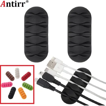 

2019 Random Color New Arrival 1Pce Cable Winder Earphone Cable Organizer Wire Storage Silicon Charger Holder Clips Cable winder