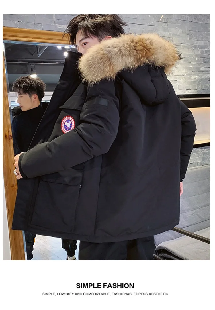 Cotton-padded Clothes MEN'S Coat Winter Trend Medium-length Cotton-padded Jacket Plus-sized Workwear Thick Overcoat down Jacket