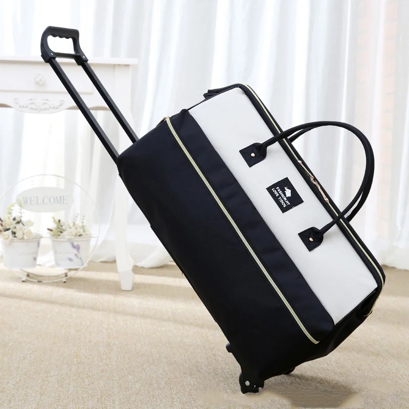 Новые горячие Moda Carrinho De Bagagem Das Mulheres Lazer Rolo Dobrar Saco Da Bagagem Bolsa De Viagem Da Roda Mala