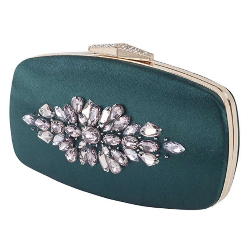 

Vintage Green Ladies Clutch Rhinestones Evening Party Bag Crystal Clutch Bag Elegant Tote Bag Purse