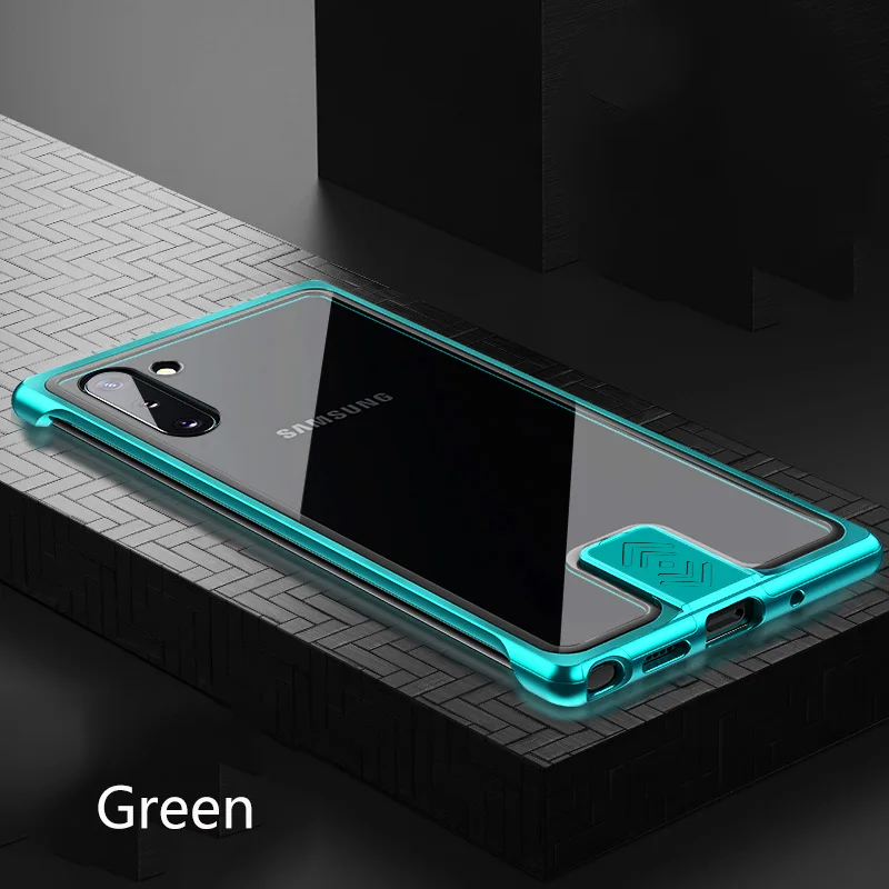 Green Роскошный металлический корпус, чехол для samsung Note 10 Plus, противоударный чехол из закаленного стекла для samsung S10 Plus S10, чехол для Note 10 Plus, чехол для телефона - Цвет: Green