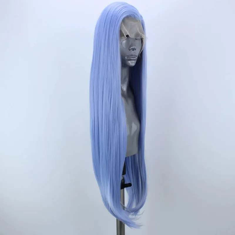 Bombshell светильник небесно-голубой длинный прямой синтетический 13*3 дюймов парик фронта шнурка термостойкие волокна волос сторона расставания для женщин парики