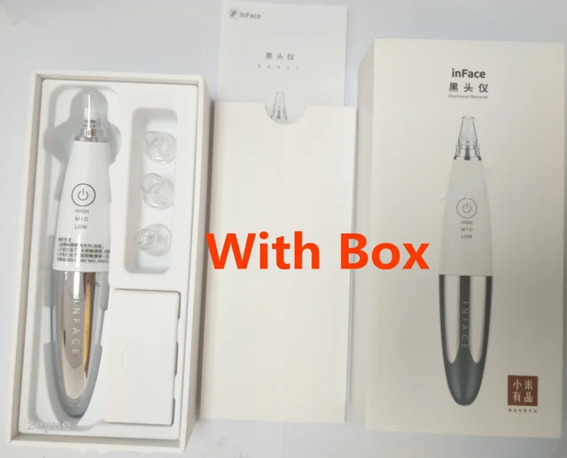 With Box Xiaomi InFace Электрический удалитель черных точек вакуумный всасывающий акне пилинг для пор лица чистый уход за кожей лица Красота Инструменты - Цвет: With Box