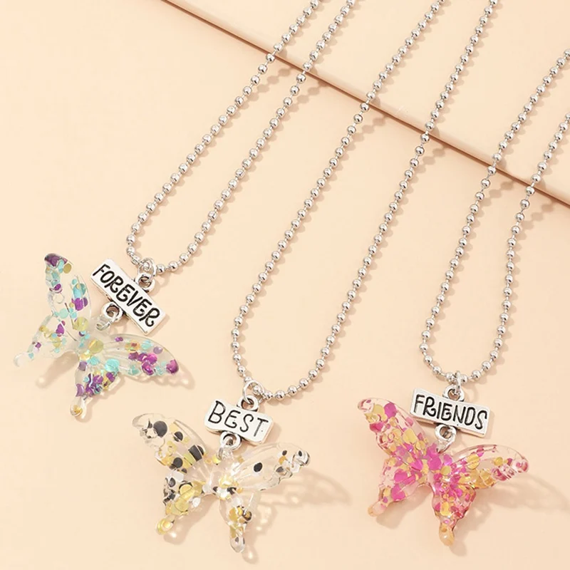 3pcs/Set Best Friends Butterfly Flower Turtle Pendant Necklaces Jewelry Christmas Gift | Украшения и аксессуары