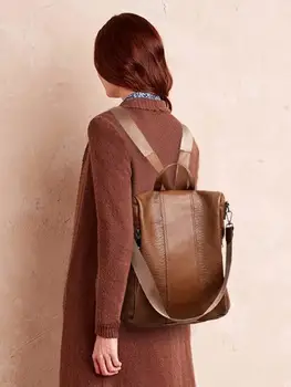

Female Anti-theft Backpack Classic PU Leather Solid Color Backpack Canta Fashion Shoulder Bag Outdoor Travel Camping Mountaineer
