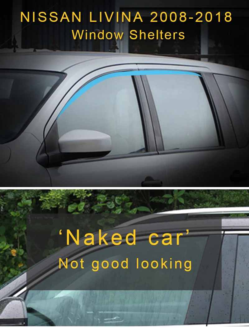 Для NISSAN Livina L10/L11 2006- окна автомобиля Защита от солнца и дождя козырьки щиток Защитная крышка рамка наклейка аксессуары