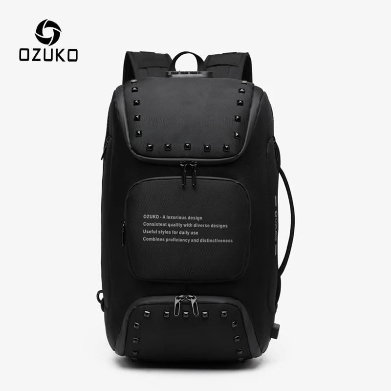 OZUKO Многофункциональный рюкзак для мужчин Модный USB 15 6 дюймовый ноутбука мужской