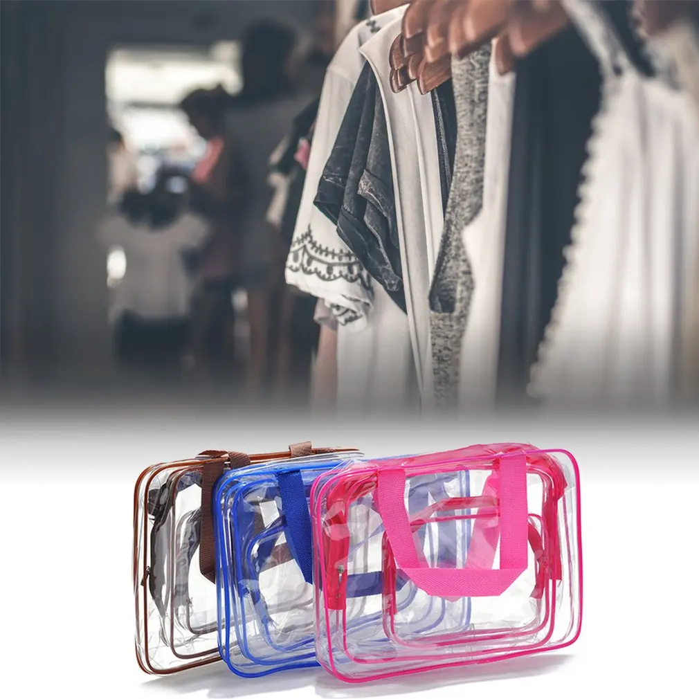 New Pvc Material Multi-Function Storage Bag Wash Cosmetic Transparent Three-Piece Finishing Package | Дом и сад