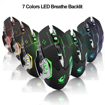 

Wireless Gaming Mouse Silent Light Emitting Mechanical Mouse Rechargeable LED Backlit Ergonomic Wireless Mouse with USB Receiver