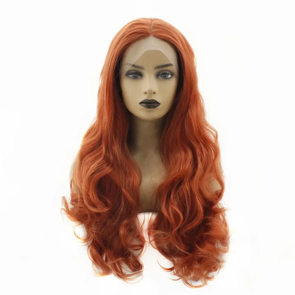 High Quality Blonde Long Natural Wave Hair Glueless Synthetic Lace Front Wigs Middle Part Heat Resistant Mix Blond Wig For Women