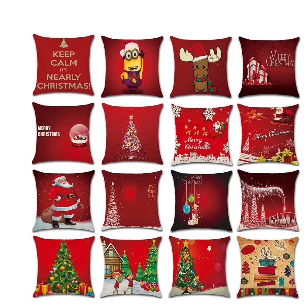 

Christmas Day Series Linen Theme Sofa Cushion Cover Home Decoration Sofa Bed Decor Christmas Tree Pillow Cover 45*45cm