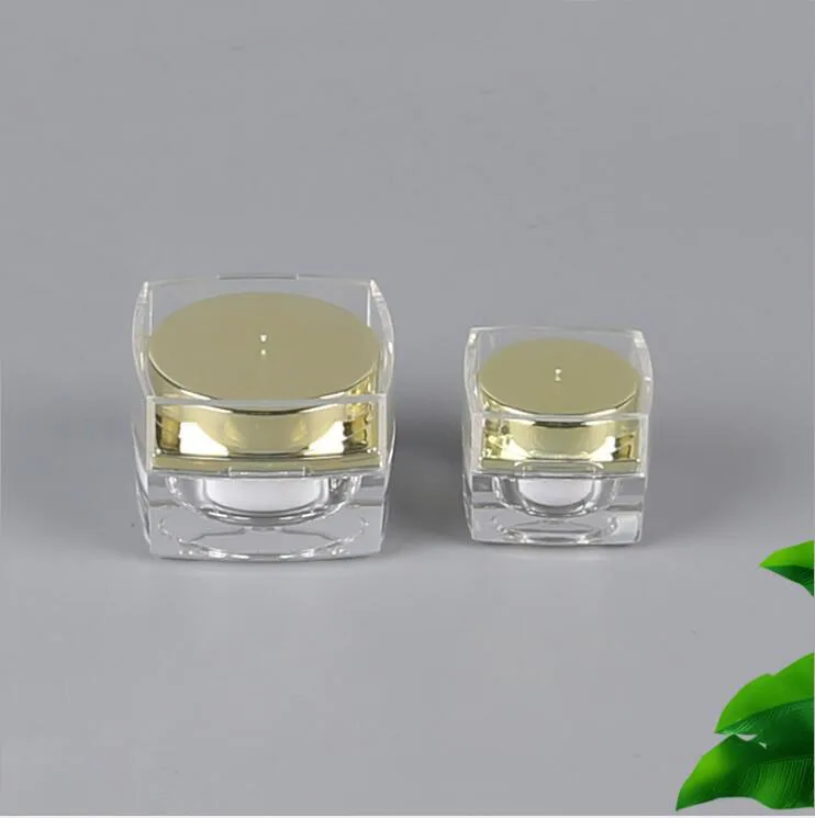 Мерная Акриловая банка/горшок/бутылка квадратной формы золотистая/Серебристая