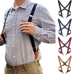 New Suspenders Elastic Crossover Trousers Holster-Style Elastic Side Clip Cross-Over Adult Strap Suspenders Not Easy To Slip Off