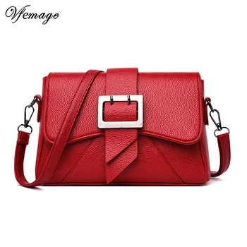 

Vfemage 2019 Fashion Women Shoulder Bag PU Leather Female Messenger Bag Women Small Flap Solid Ladies Crossbody Bag Sac Femme