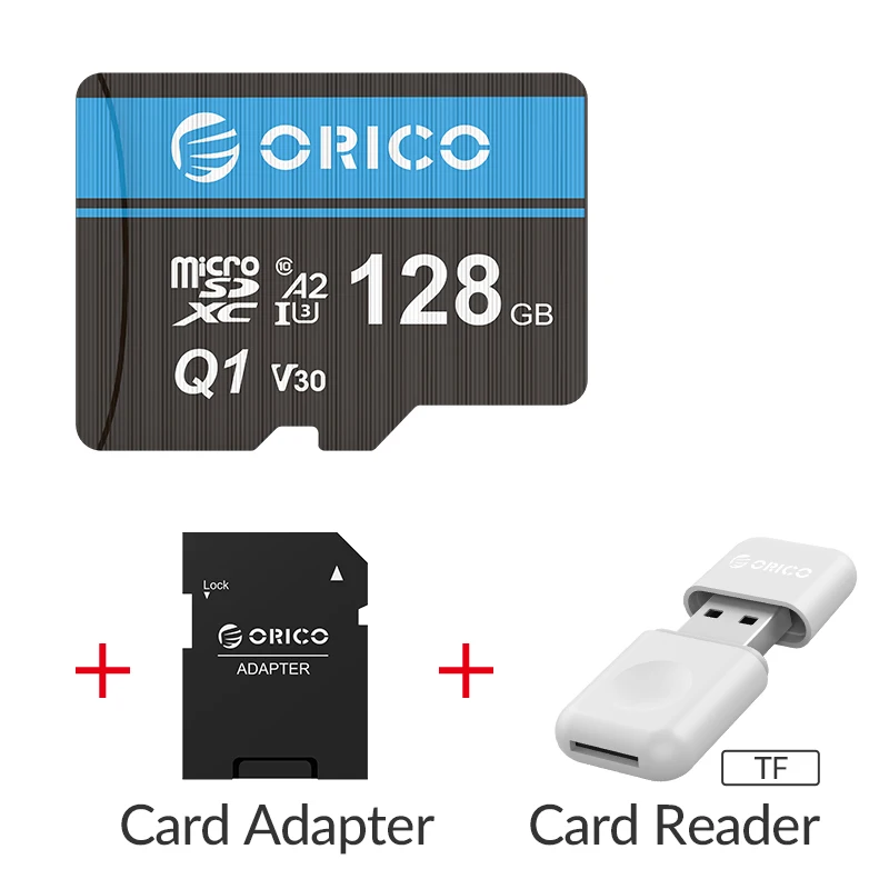 ORICO карта памяти Micro TF/SD, 256 ГБ, 128 ГБ, 64 ГБ, 32 ГБ, MicroSD, Макс. 80 м/с, класс 10, Мини карта TF с адаптером для sd-карт - Емкость: MSQ1-128GB-CRS12