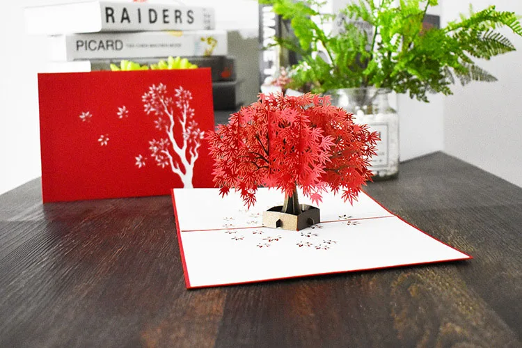 3D поздравительная открытка с конвертом наклейка День Святого Валентина День благодарения Подарочная открытка клен Юбилейная открытка свадебные принадлежности