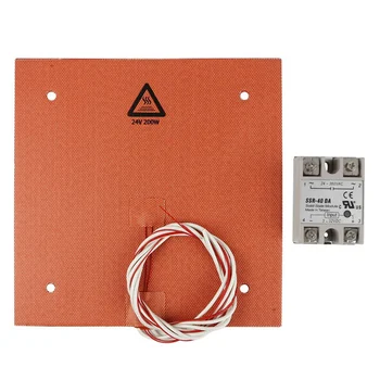 

235X235mm 24V 200W Silicone Heater 3D Printer Heater Heatbed Pad with Solid State Relay for 3D Printer Parts