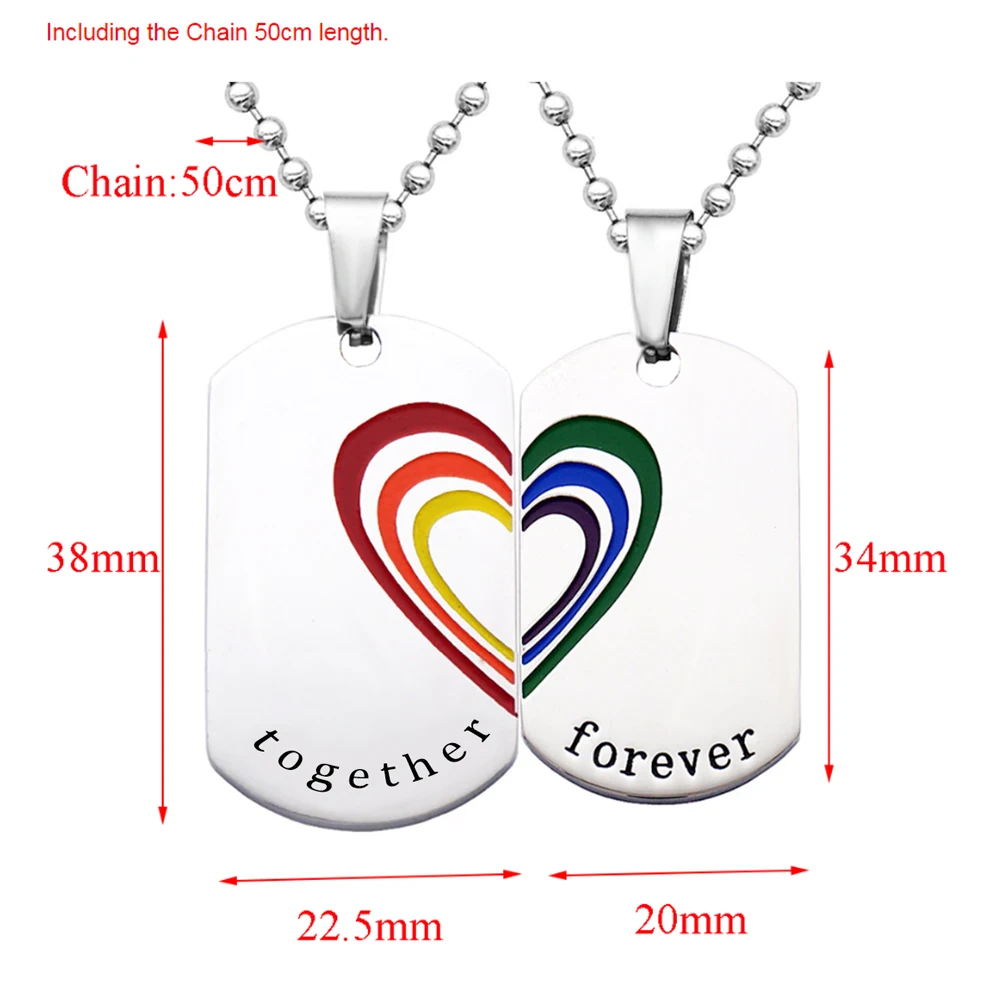 Rainbow Heart Lesbian & Gay Tag Stainless Steel PendantTogether Forever  Necklace Lover Jewelry Romatic Couple Gift - AliExpress