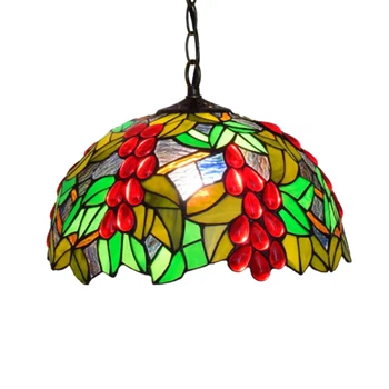 

Bohemia red green glass shade pendant light mediterranean grape design 1 light single decorative pendant lighting D30cm