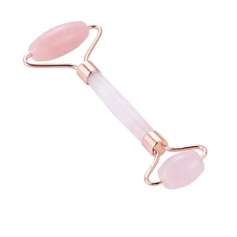 Ролик для массажа лица розовый кварц с двойной головкой массажер для похудения лица лифтинг инструмент для удаления лица против морщин массажный ролик