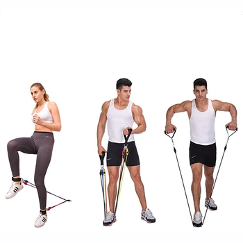 

Best! 10 pcs/set Resistance Bands Latex Training Body Exercise Yoga Tubes Drawstring Chest Expander Pilates Fitness With Bag