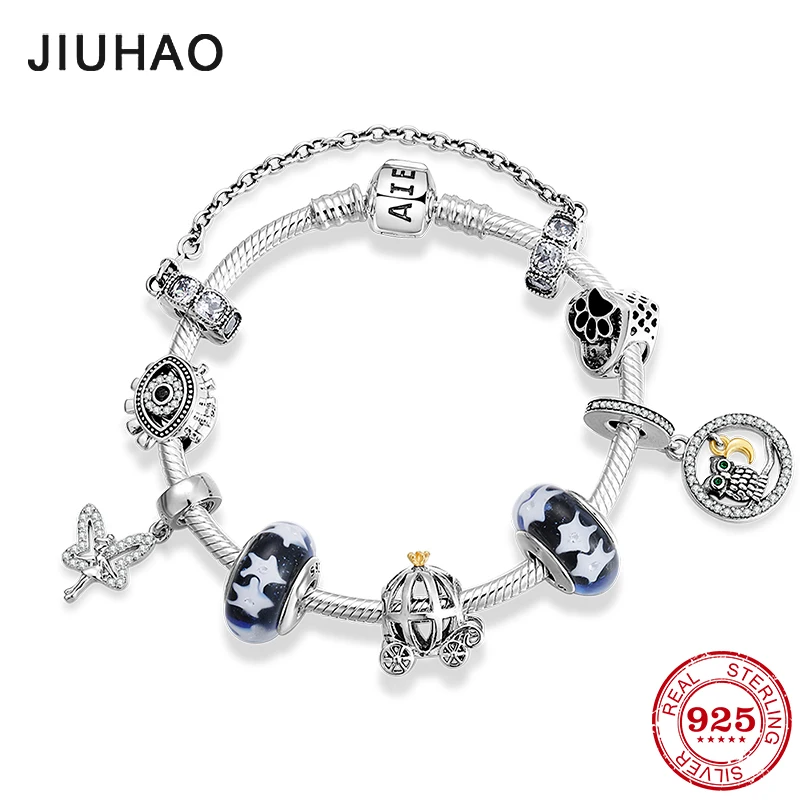 Горячая 925 пробы, Серебряная корона-подвеска, Тыквенные браслеты с изображением автомобилей, браслет, блестящий циркон, цепочка безопасности, Модные женские ювелирные изделия