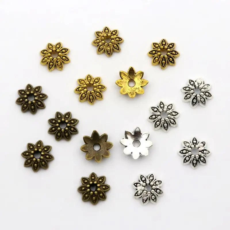 100Pcs 8 Blumenblatt-blumen Lose Sparer Ende Bead Caps für Schmuck Finden Diy Armband Zubehör Komponente Großhandel Versorgung – Detail 2