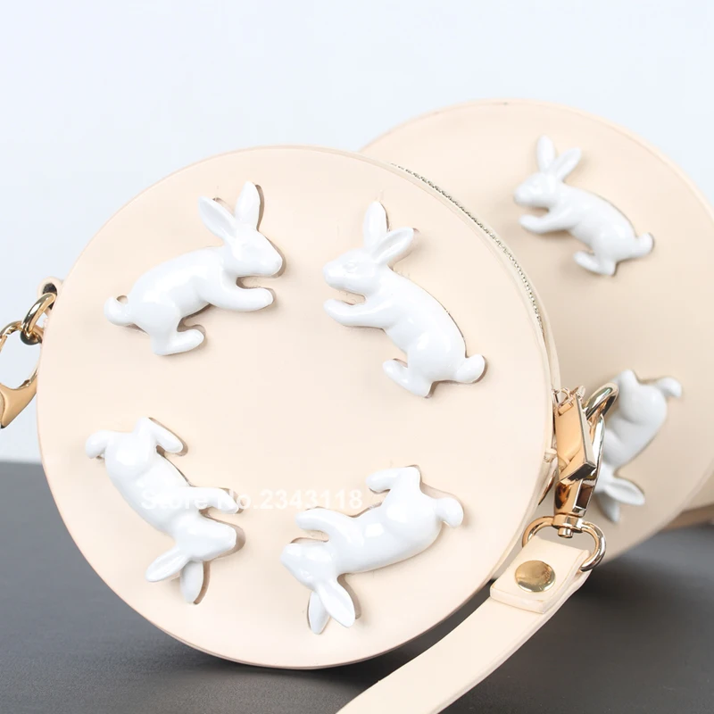 

Fashion Princess Sweet Lolita Pu Leather Bag Ceramic Rabbit Bag Pm Round Hand Bag Mobile Wrist Handbag Shoulder-bag Party Bag