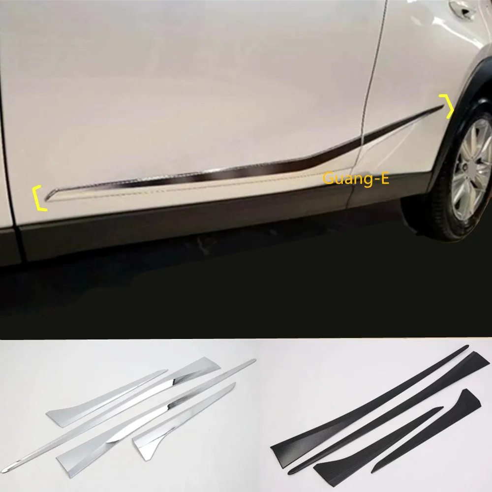 For Lexus UX 200H 250H 260H Car Side Door Trim ABS Chrome/Carbon Fiber Strip Molding Stream Panel Bumper Hood 4pcs