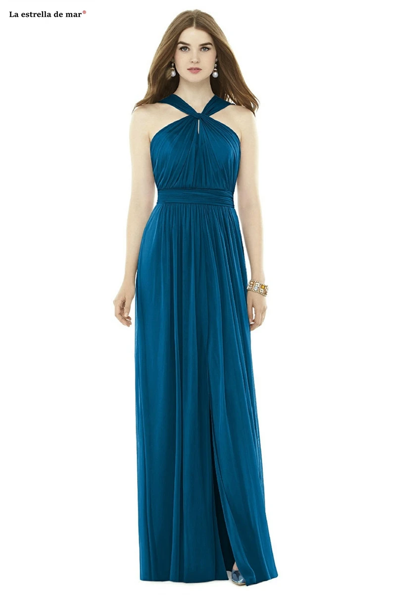 Свадебные вечерние gown2019 Новое шифоновое сексуальное платье с v-образным вырезом трапециевидной формы серого, зеленого, синего, мятного цвета для подружки невесты длинное платье vestido madrinha высокого качества