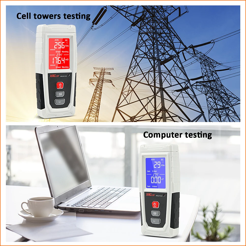 XRCLIF Electromagnetic Field Radiation Detector Tester Emf Meter Rechargeable Handheld Counter Emission Dosimeter Computer