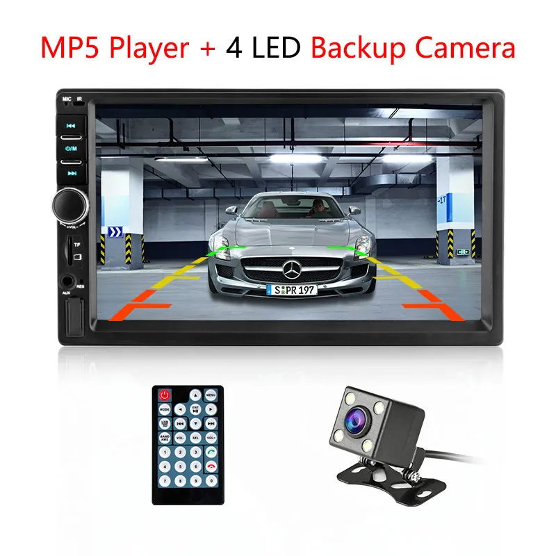 Автомагнитола 2Din общего автомобиля 7 ''ЖК сенсорный экран стерео MP5 плеер USB FM Bluetooth аудио Поддержка Камера заднего вида 7018B - Цвет: with 4led camera
