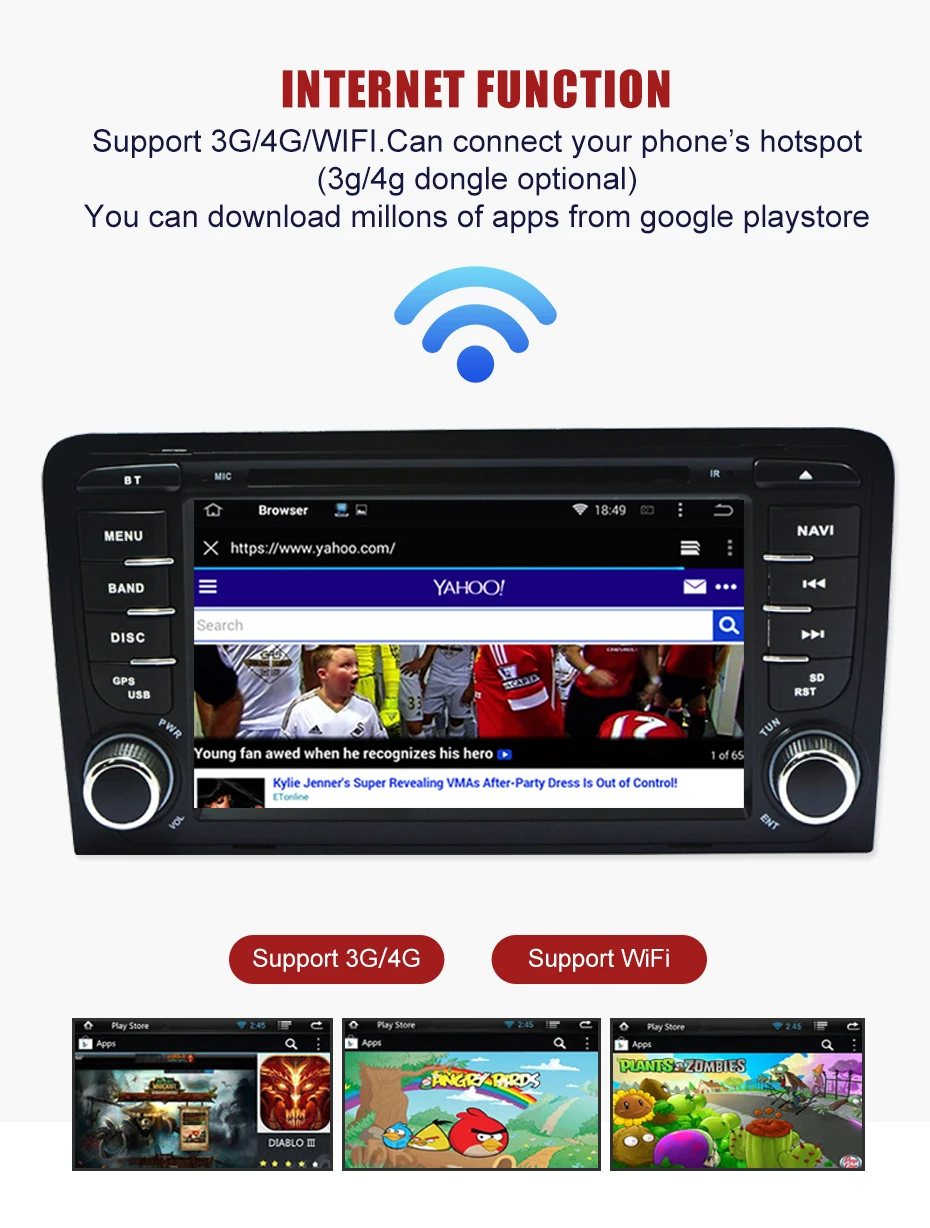 KANOR 2 Din Android 9,0 2+ 16g Автомобильный мультимедийный dvd-плеер для Audi A3 Авторадио Стерео bluetooth-гарнитура gps навигация