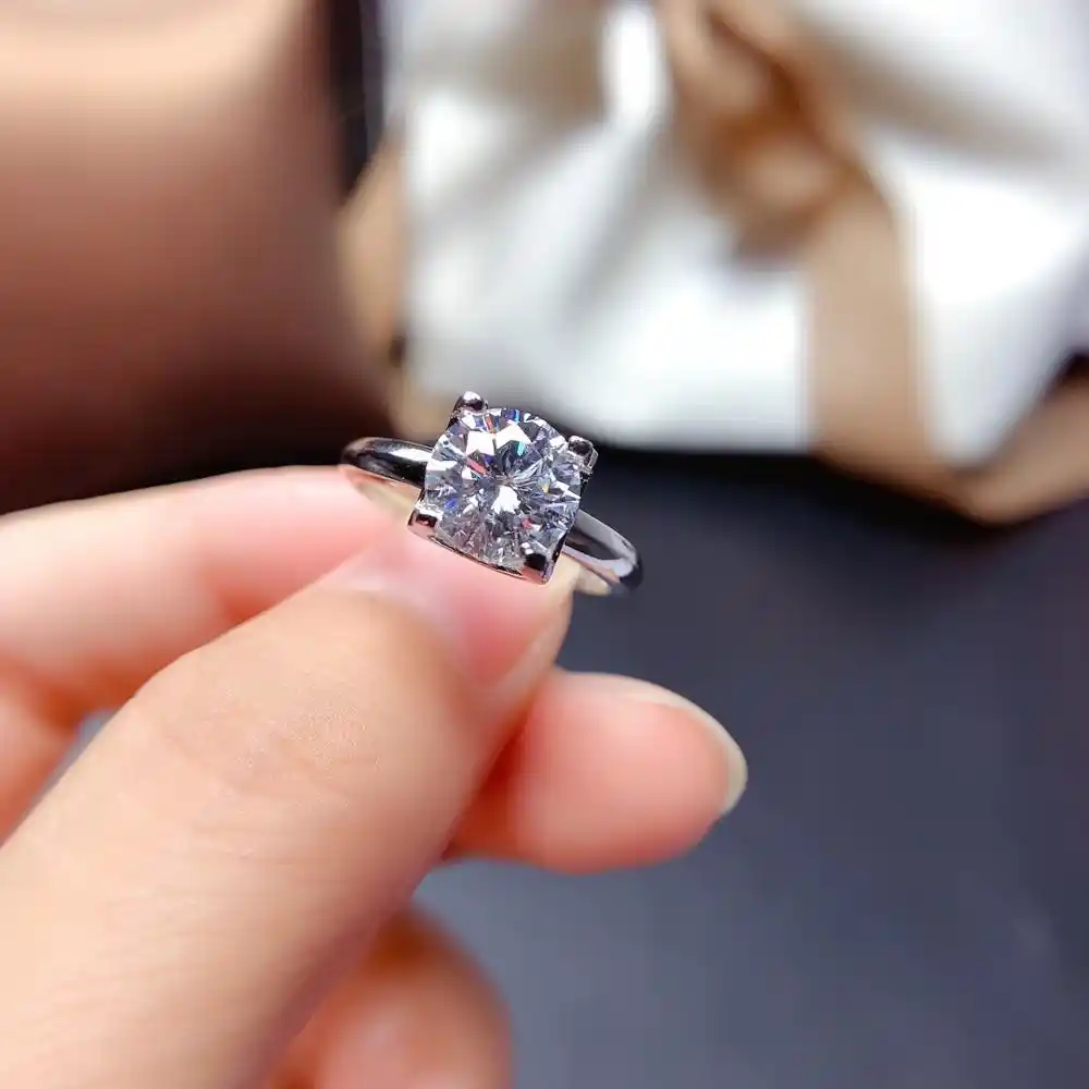 Inbeaut固体 925 シルバーラウンドカラットエクセレントカットパスdカラーダイヤモンドテスト 1 Ctモアッサナイト牛ヘッド婚約指輪女性ジュエリー 指輪 Aliexpress